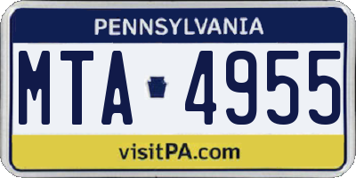 PA license plate MTA4955