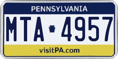 PA license plate MTA4957