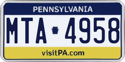 PA license plate MTA4958