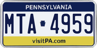 PA license plate MTA4959