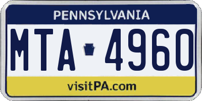 PA license plate MTA4960