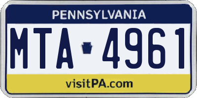 PA license plate MTA4961