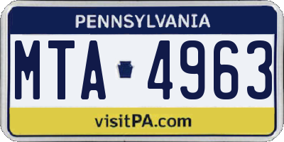 PA license plate MTA4963