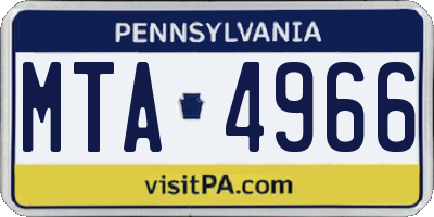 PA license plate MTA4966