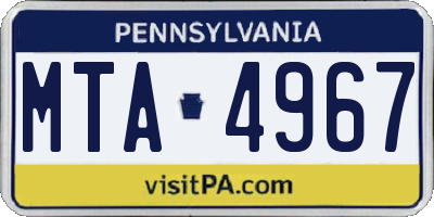 PA license plate MTA4967