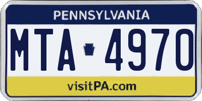PA license plate MTA4970