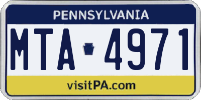 PA license plate MTA4971