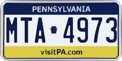 PA license plate MTA4973