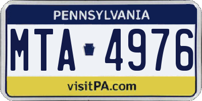 PA license plate MTA4976