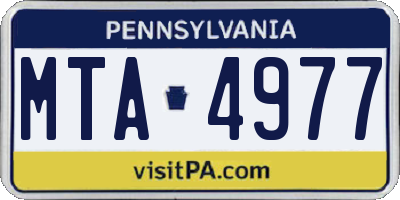 PA license plate MTA4977