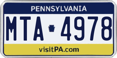 PA license plate MTA4978