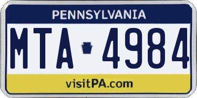 PA license plate MTA4984