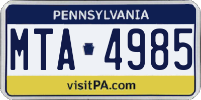PA license plate MTA4985