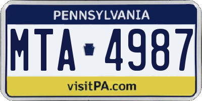 PA license plate MTA4987