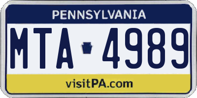 PA license plate MTA4989