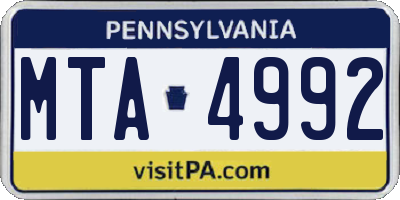 PA license plate MTA4992