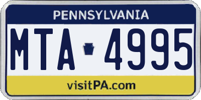 PA license plate MTA4995