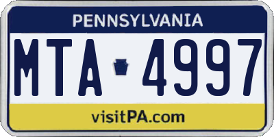 PA license plate MTA4997