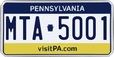 PA license plate MTA5001