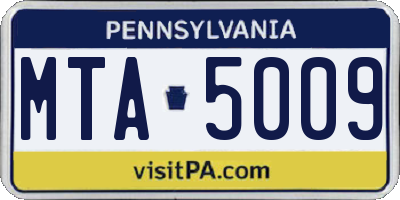 PA license plate MTA5009