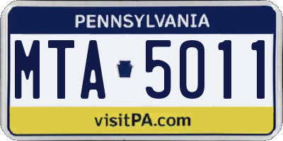 PA license plate MTA5011