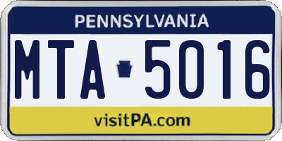 PA license plate MTA5016