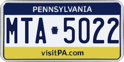 PA license plate MTA5022
