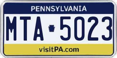 PA license plate MTA5023