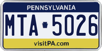 PA license plate MTA5026