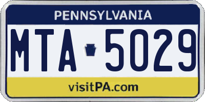 PA license plate MTA5029
