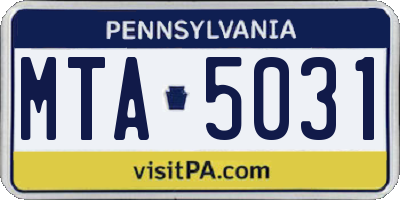 PA license plate MTA5031