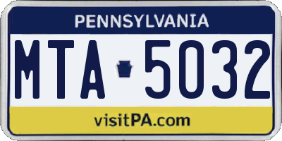PA license plate MTA5032