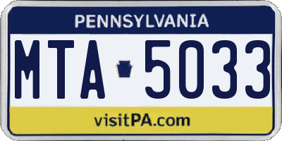 PA license plate MTA5033