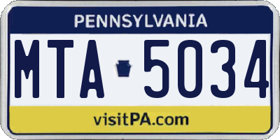 PA license plate MTA5034
