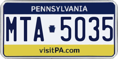 PA license plate MTA5035