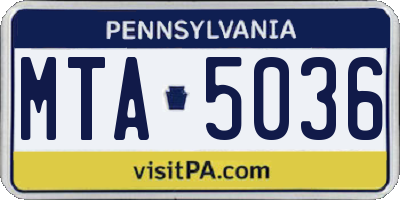 PA license plate MTA5036