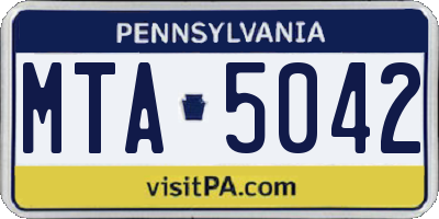PA license plate MTA5042