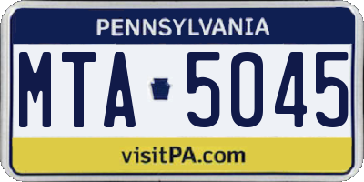 PA license plate MTA5045