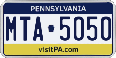 PA license plate MTA5050