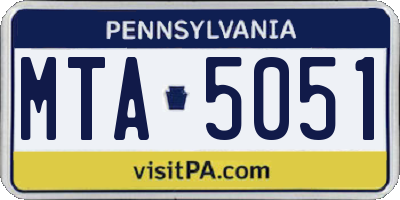 PA license plate MTA5051