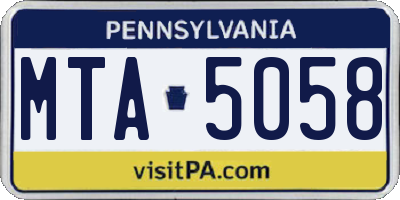 PA license plate MTA5058