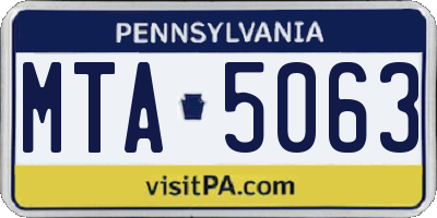 PA license plate MTA5063