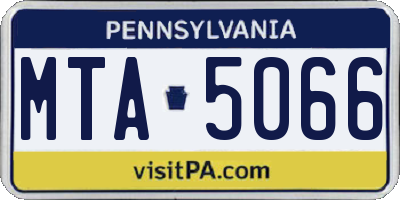 PA license plate MTA5066