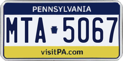 PA license plate MTA5067