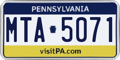 PA license plate MTA5071