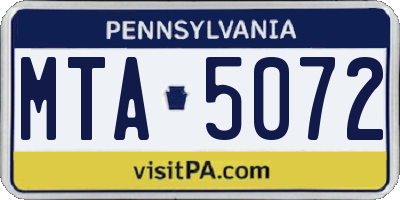 PA license plate MTA5072