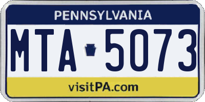 PA license plate MTA5073