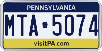 PA license plate MTA5074