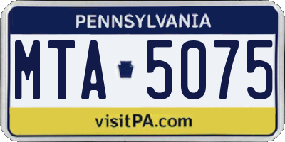 PA license plate MTA5075