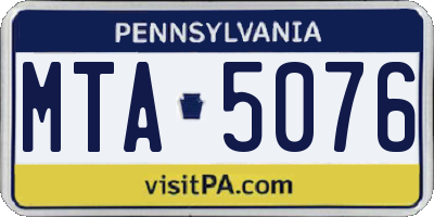 PA license plate MTA5076